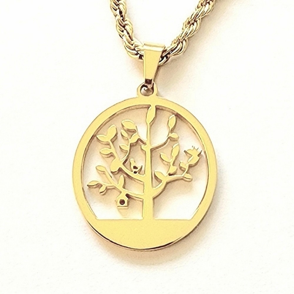 Gold Plated Tree of Life, Hollow Pendant Necklace NEW